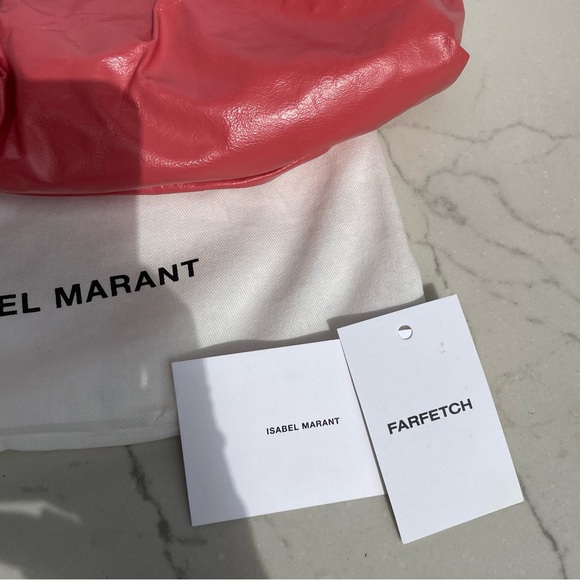 ISABEL MARANT Luzes Mini Gathered Soft Leather Shoulder Bag Apricot Pink $590 - Picture 4 of 12